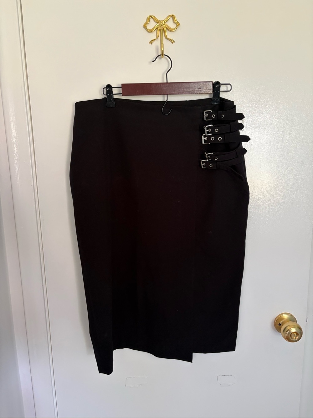 Pencil Skirt with Side Buckle Accents